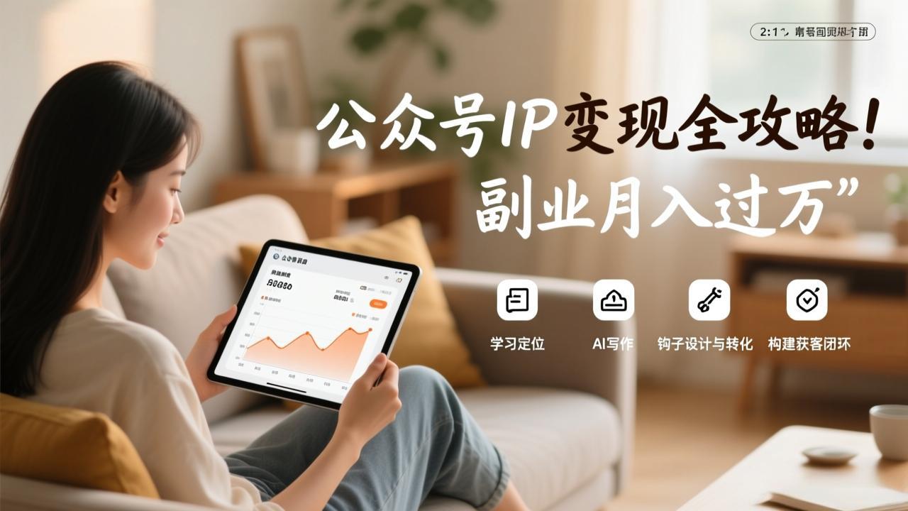 公众号IP变现全攻略，学习定位、AI写作、钩子设计与转化，构建获客闭环，副业月入过万-Ai创业网
