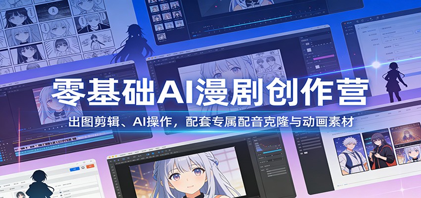 零基础AI漫剧创作营：出图剪辑、AI操作，配套专属配音克隆与动画素材-Ai创业网