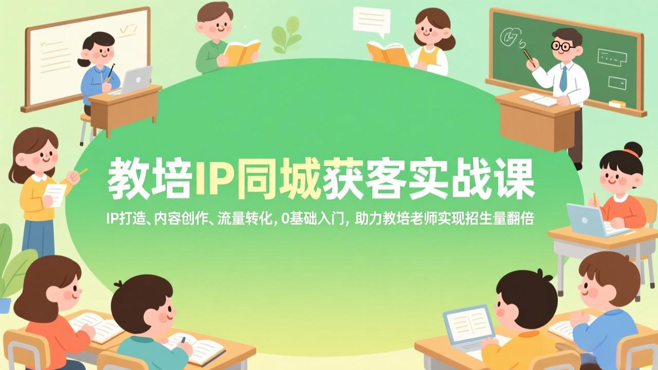 教培IP同城获客实战课，IP打造、内容创作、流量转化，0基础入门，助力教培老师实现招生量翻倍-Ai创业网