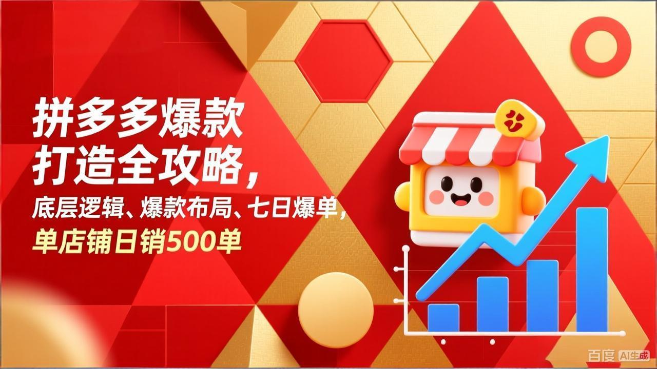 拼多多爆款打造全攻略，底层逻辑、爆款布局、七日爆单，单店铺日销500单-Ai创业网