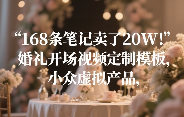 168条笔记卖了20W！婚礼开场视频定制模板，小众虚拟产品-Ai创业网