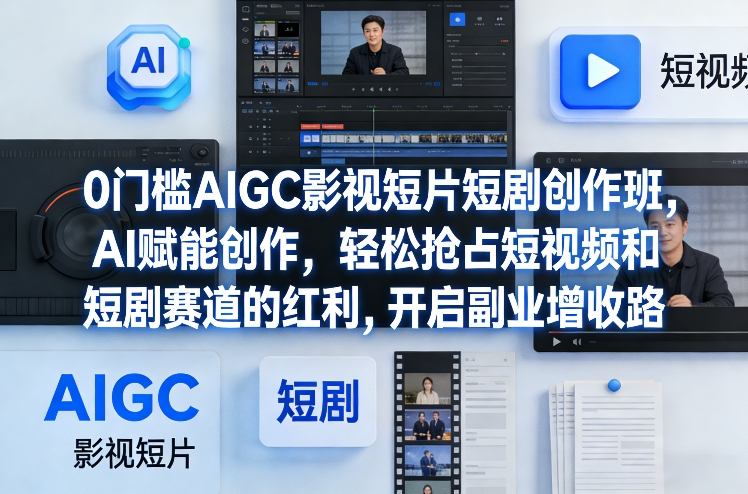 0门槛AIGC影视短片短剧创作班，AI赋能创作，轻松抢占短视频和短剧赛道的红利，开启副业增收路-Ai创业网
