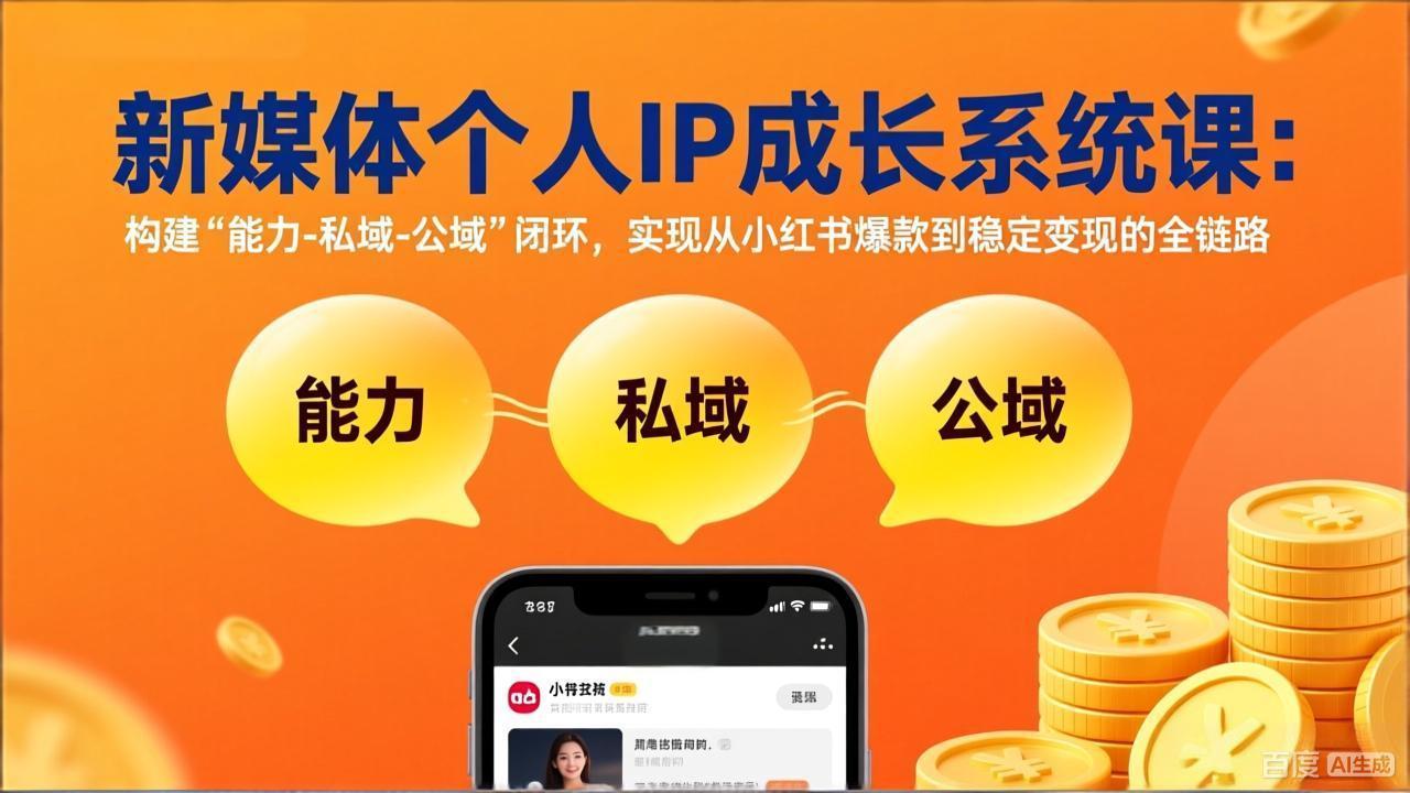 新媒体个人IP成长系统课-更新：构建“能力-私域-公域”闭环，实现从小红书爆款到稳定变现-Ai创业网