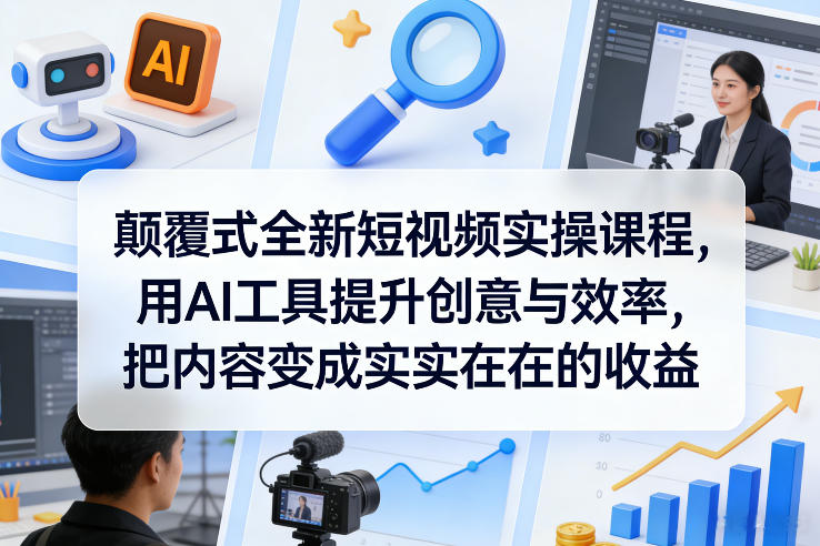 颠覆式全新短视频实操课程，用AI工具提升创意与效率，把内容变成实实在在的收益-Ai创业网