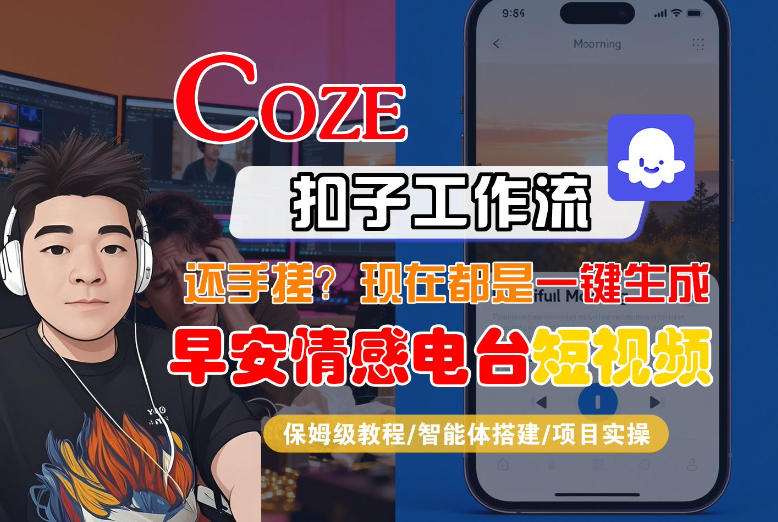 【Coze工作流搭建实操教程】【coze】早安情感电台日签视频还在手动做？用扣子工作流自动生成，省时90%-Ai创业网