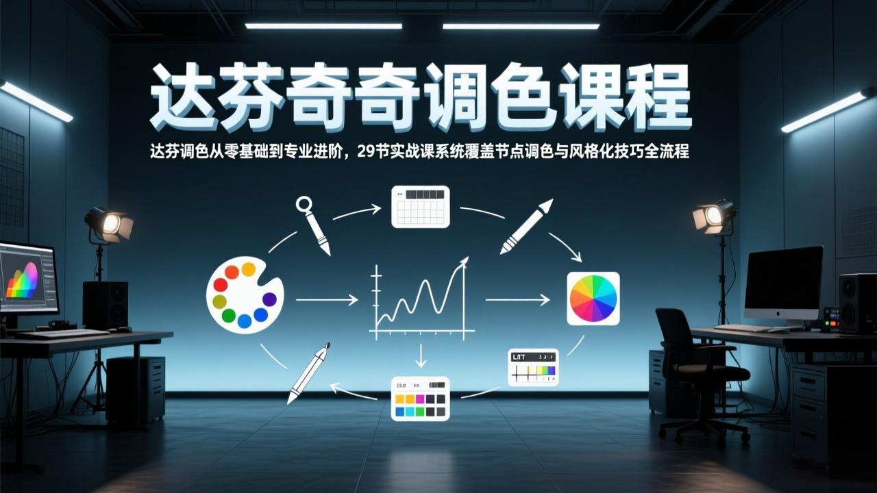达芬奇调色从零基础到专业进阶，29节实战课系统覆盖节点调色与风格化技巧全流程-Ai创业网