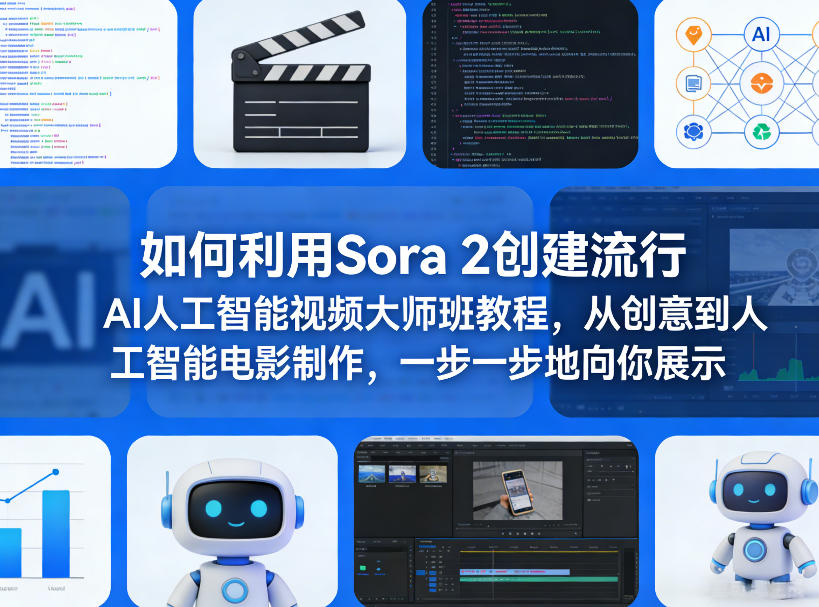 如何利用Sora 2创建流行AI人工智能视频大师班教程，从创意到人工智能电影制作，一步一步地向你展示-Ai创业网