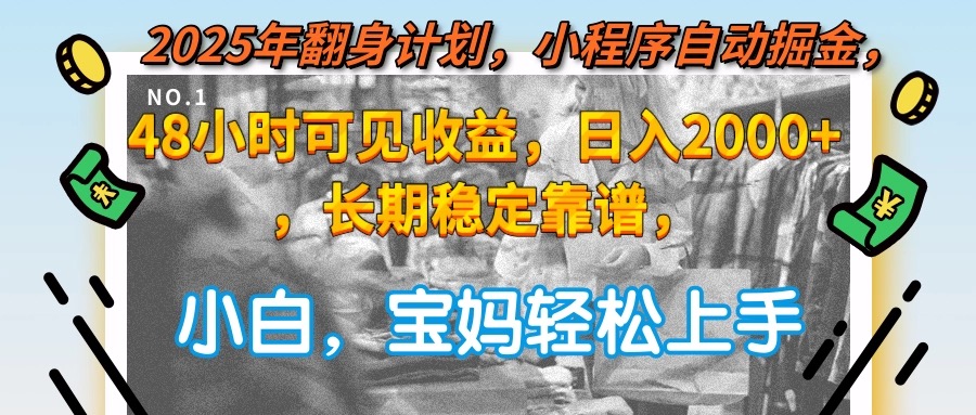 2025年翻身计划，小程序自动掘金48小时可见收益，日入2000+，长期稳定…-Ai创业网