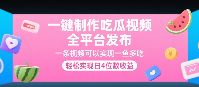 一键制作吃瓜视频，全平台发布，一条视频可以实现一鱼多吃，轻松实现日4位数收益【揭秘】-Ai创业网
