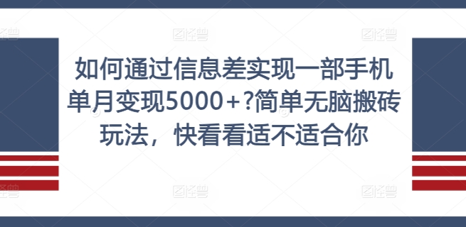 如何通过信息差实现一部手机单月变现5000+?简单无脑搬砖玩法，快看看适不适合你【揭秘】-Ai创业网