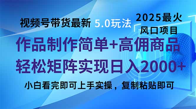 视频号带货最新5.0玩法，作品制作简单，当天起号，复制粘贴，轻松矩阵…-Ai创业网