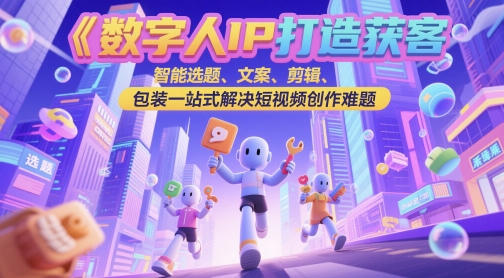 数字人IP打造获客变现实操课，智能选题、文案、剪辑、包装一站式解决短视频创作难题-Ai创业网