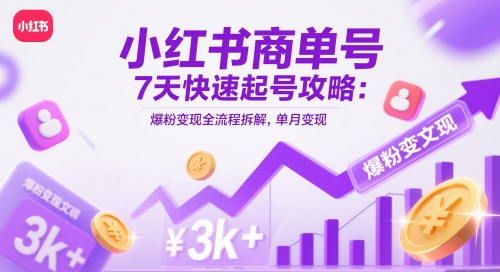 小红书商单号7天快速起号攻略：爆粉变现全流程拆解，单月变现3k+-Ai创业网