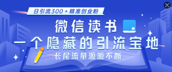 微信读书，一个隐藏的引流宝地，不为人知的小众打法，日引流300+精准创业粉，长尾流量源源不断-Ai创业网