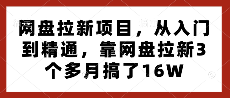 网盘拉新项目，从入门到精通，靠网盘拉新3个多月搞了16W-Ai创业网