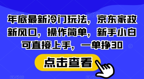 年底最新冷门玩法，京东家政新风口，操作简单，新手小白可直接上手，一单挣30【揭秘】-Ai创业网