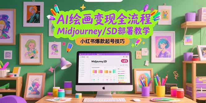 AI绘画变现全流程，Midjourney/SD部署教学，小红书爆款起号技巧-Ai创业网
