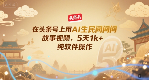 在头条号上用AI生民间故事视频，5天1k+，纯软件操作-Ai创业网