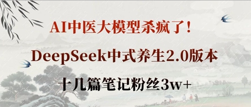 AI中医大模型杀疯了！DeepSeek中式养生2.0版本，十几篇笔记粉丝3w+-Ai创业网