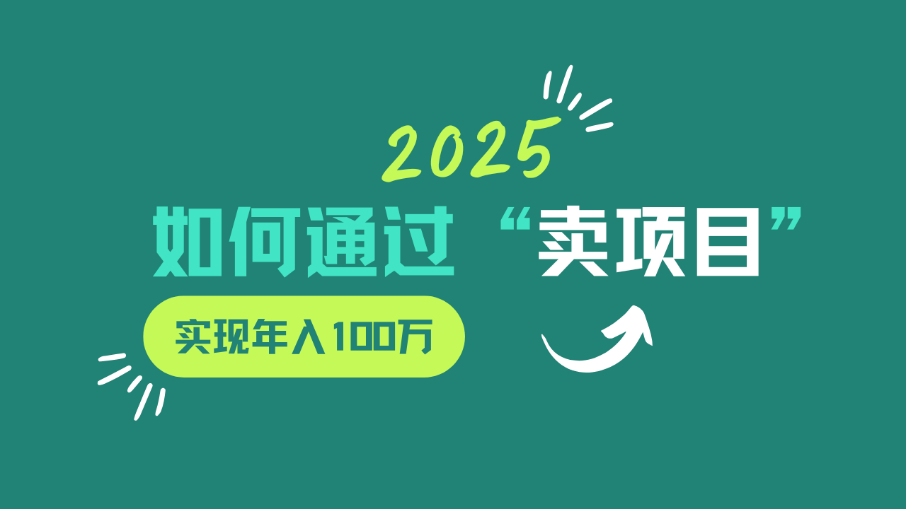 2025年如何通过“卖项目”实现年入100w-Ai创业网
