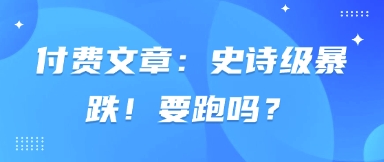 付费文章：史诗级暴跌！要跑吗？-Ai创业网