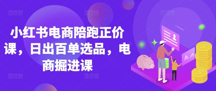 小红书电商陪跑正价课，小红书官方认证电商讲师教学，日出百单选品，电商掘进课-Ai创业网