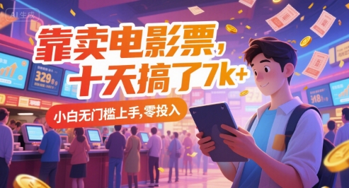 靠卖电影票，十天搞了7k+，小白无门槛上手，零投入【揭秘】-Ai创业网