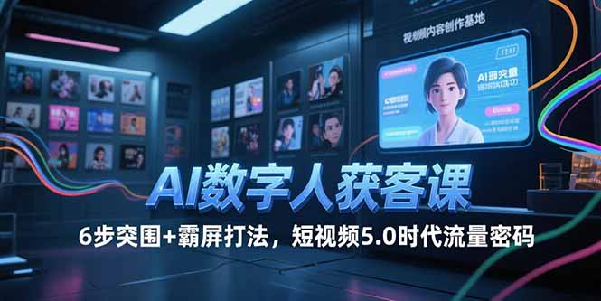 AI数字人获客课，6步突围+霸屏打法，短视频5.0时代流量密码-Ai创业网
