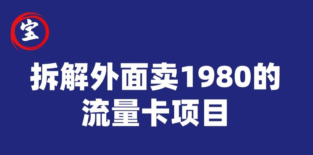 宝哥拆解外面卖1980手机流量卡项目，0成本无脑推广-Ai创业网