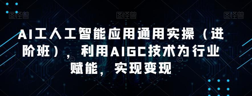 AI工人工智能应用通用实操（进阶班），利用AIGC技术为行业赋能，实现变现-Ai创业网