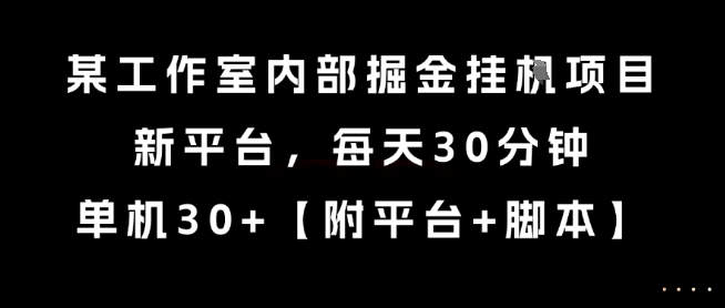 某工作室内部掘金挂G项目，新平台，每天30分钟，单机30+【揭秘】-Ai创业网
