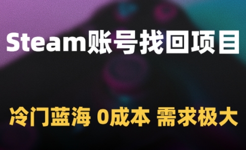 Steam账号找回项目，冷门蓝海，0成本，需求极大-Ai创业网