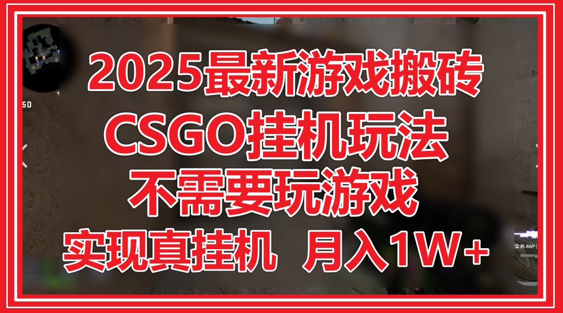 2025最新游戏搬砖，CSGO挂机，不需要玩游戏，实现真挂机，月入1W+-Ai创业网