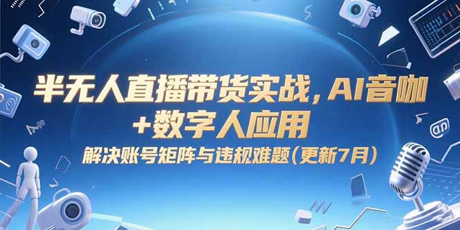 半无人直播带货实战，AI音咖+数字人应用 解决账号矩阵与违规难题(更新7月-Ai创业网