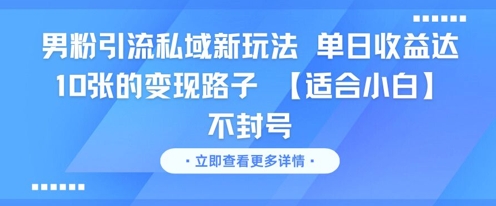 男粉引流私域新玩法，单日收益达10张的变现路子 【适合小白】不封号-Ai创业网