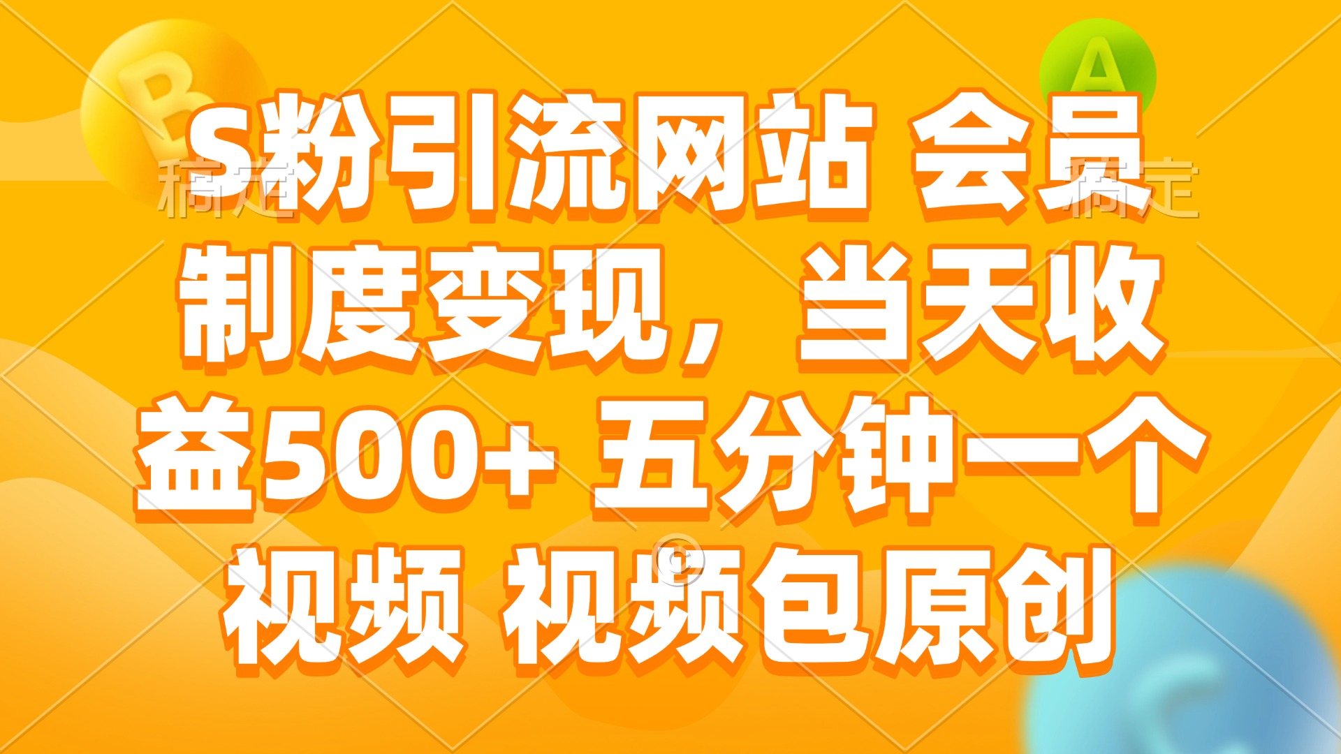 S粉引流网站 会员制度变现，当天收益500+ 五分钟一个视频 视频包原创-Ai创业网