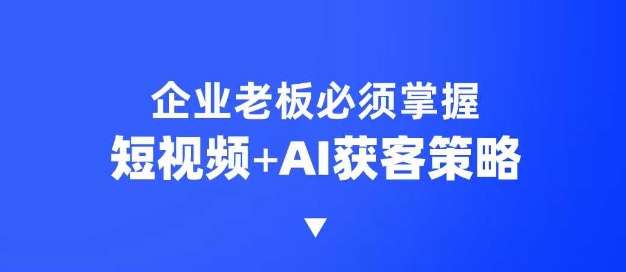 企业短视频AI获客霸屏流量课，6步短视频+AI突围法，3大霸屏抢客策略-Ai创业网