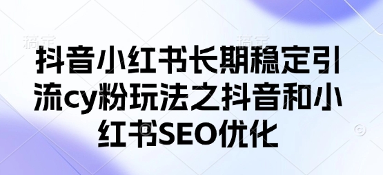 抖音小红书长期稳定引流cy粉玩法之抖音和小红书SEO优化-Ai创业网