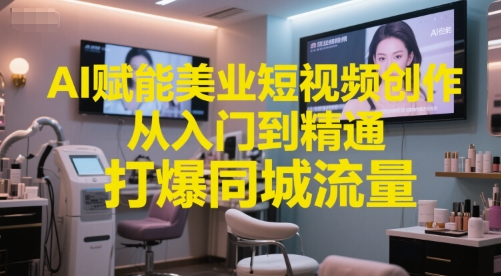 AI赋能美业短视频创作，从入门到精通，打爆同城流量，超级AI工具短视频实操落地-Ai创业网