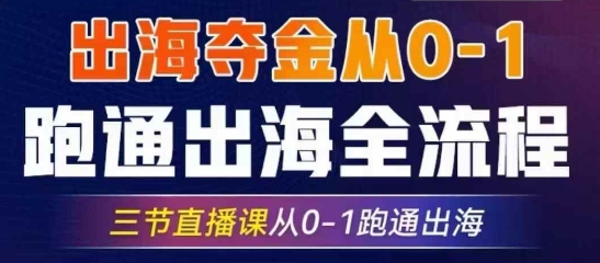 2025出海夺金从0-1跑通出海全流程，三节直播课从0-1跑通出海，教你用AI跑通全流程-Ai创业网