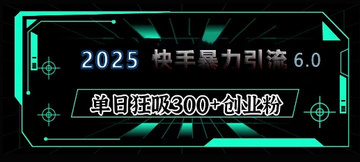 2025年快手6.0保姆级教程震撼来袭，单日狂吸300+精准创业粉-Ai创业网