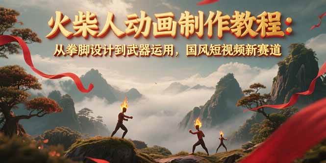 图片[1]-火柴人动画制作教程：从拳脚设计到武器运用，国风短视频新赛道-Ai创业网
