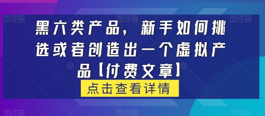 黑六类虚拟产品，新手如何挑选或者创造出一个虚拟产品【付费文章】-Ai创业网