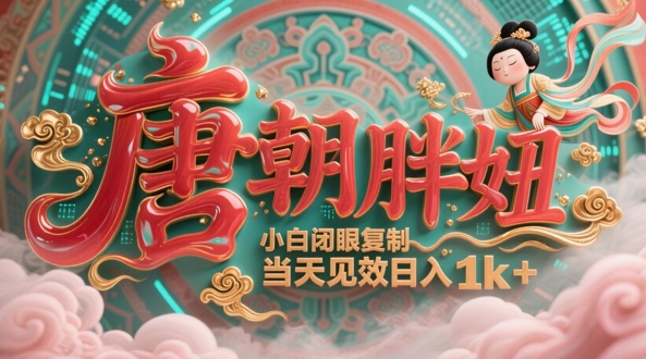 用AI克隆“唐朝胖妞”日更3条，平台疯狂推流，小白闭眼复制，当天见效，日入1k+-Ai创业网