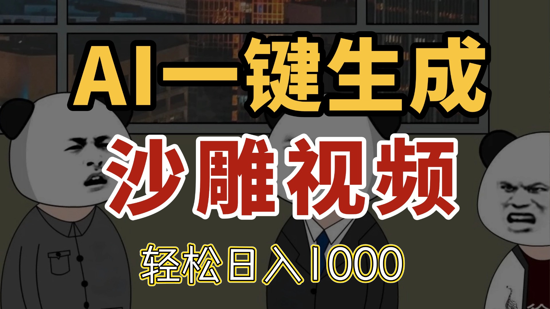 AI一键生成沙雕视频，一条视频千万播放，轻松日入1000-Ai创业网