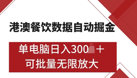 港澳数据全自动掘金，单电脑日入5张，可矩阵批量无限操作【仅揭秘】-Ai创业网