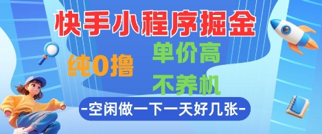 快手小程序掘金，纯0撸，单价高不养机 利用空闲时间做一做，一天好几张【揭秘】-Ai创业网