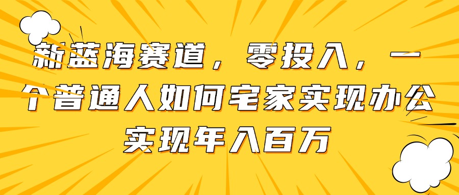新蓝海赛道，零投入，一个普通人如何宅家办公实现年入百万-Ai创业网