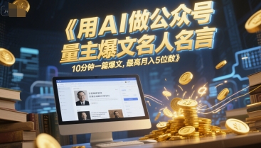 用AI做公众号流量主爆文名人名言，10分钟一篇爆文，最高月入5位数-Ai创业网