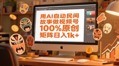 用AI自动民间故事做视频号，100%原创，矩阵日入1k+-Ai创业网